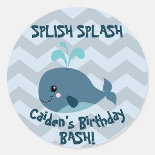 Ocean Whale themed Birthday Party Sticker