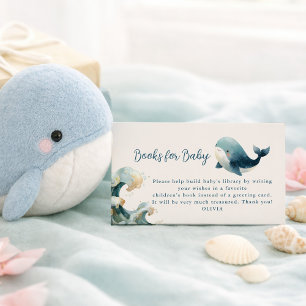 Ocean Whale Waves Ivory Books for Baby Shower Enclosure Card