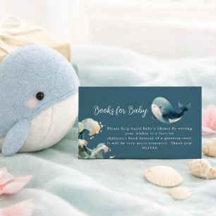 Ocean Whale Waves Turquoise Books for Baby Shower  Enclosure Card