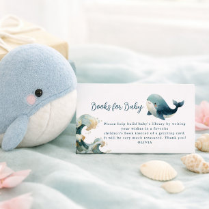 Ocean Whale Waves White Books for Baby Shower Enclosure Card