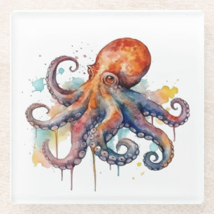 Ocean Whimsy: Colourful Octopus Glass Coaster