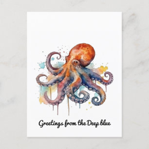 Ocean Whimsy: Colourful Octopus Holiday Postcard