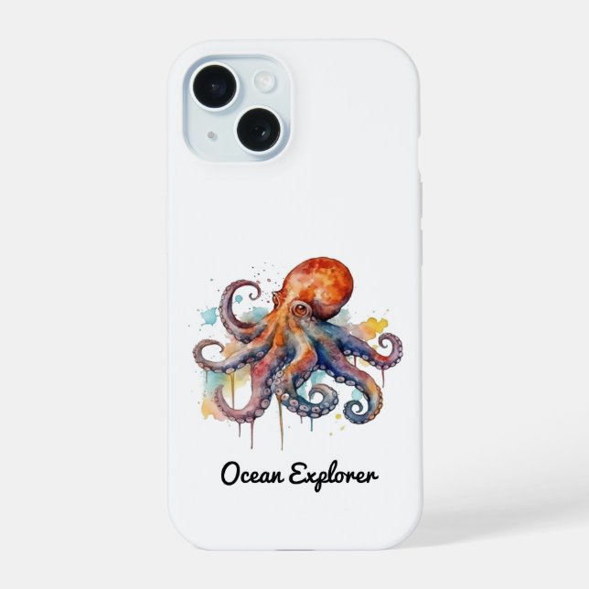 Ocean Whimsy: Colourful Octopus iPhone 15 Case (Back)