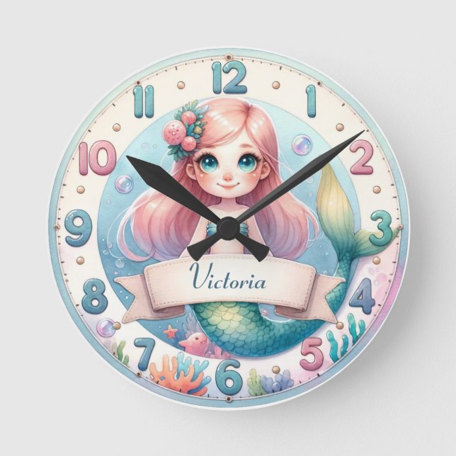 Ocean Whimsy Mermaid Clock (Front)