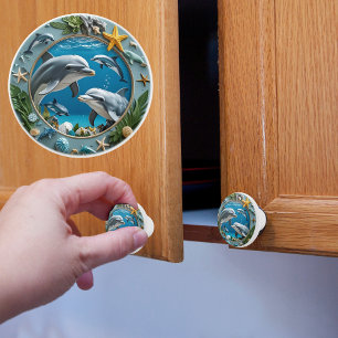 Ocean Whirl Dolphins Ceramic Knob