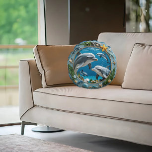 Ocean Whirl Round Sandstone Cushion