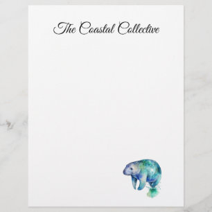 Ocean Whisper Manatee, custom Letterhead