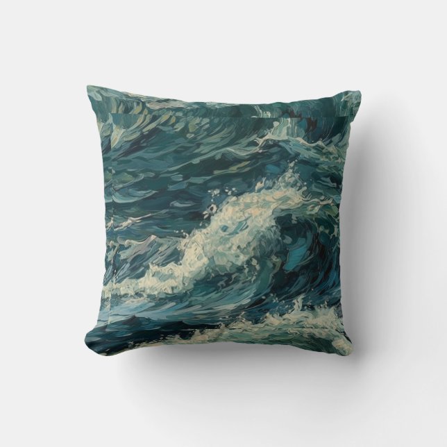 Ocean Whitecaps  Painting Cushion (Front)