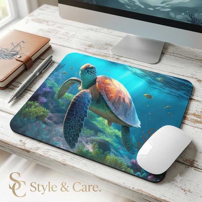 Ocean Wildlife Mouse Pads Featuring Sea Turtle Des (Ocean Wildlife Mouse Pads Featuring Sea Turtle Design)