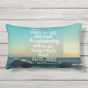 Ocean with Peace Bible Verse Lumbar Cushion