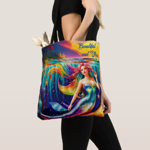 Ocean Women Fish Mermaid Tail Nautical Art Myth Tote Bag