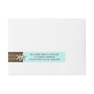 Ocean Wood and Starfish Wraparound Address Label