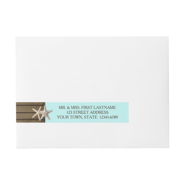 Ocean Wood and Starfish Wraparound Address Label (Front)