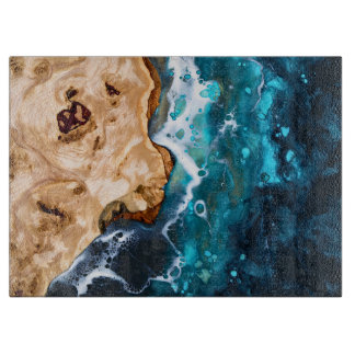 Ocean Wood Resin Style Glass Cutting Board