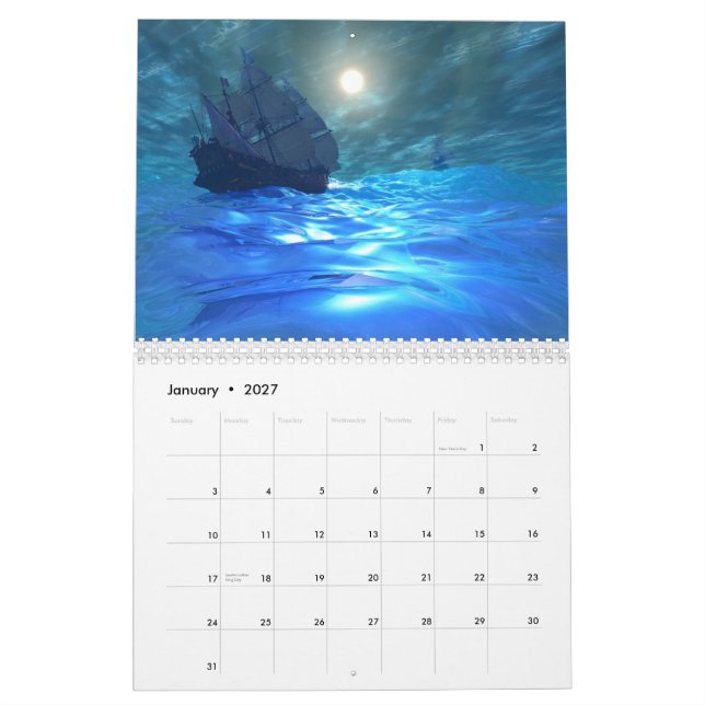 Ocean World Calendar - Ships (Jan 2027)