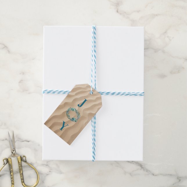 Ocean Wreath JOY Christmas Gift Tag (With Twine)