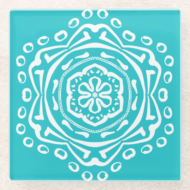 Oceana Mandala Glass Coaster (Front)