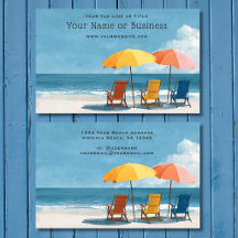 Oceanfront Coastal Beach Umbrellas and Chairs