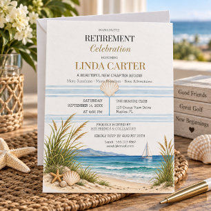 Oceanfront Retirement Celebration Party Invitation