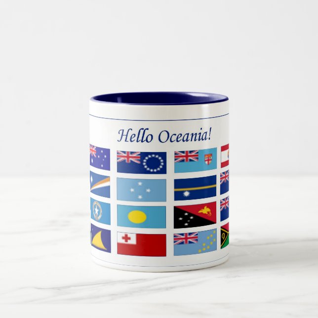 Oceania Flags Two-Tone Coffee Mug (Center)