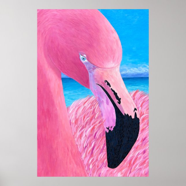 Oceania the Big Head Flamingo by Just Dahl Poster (Front)