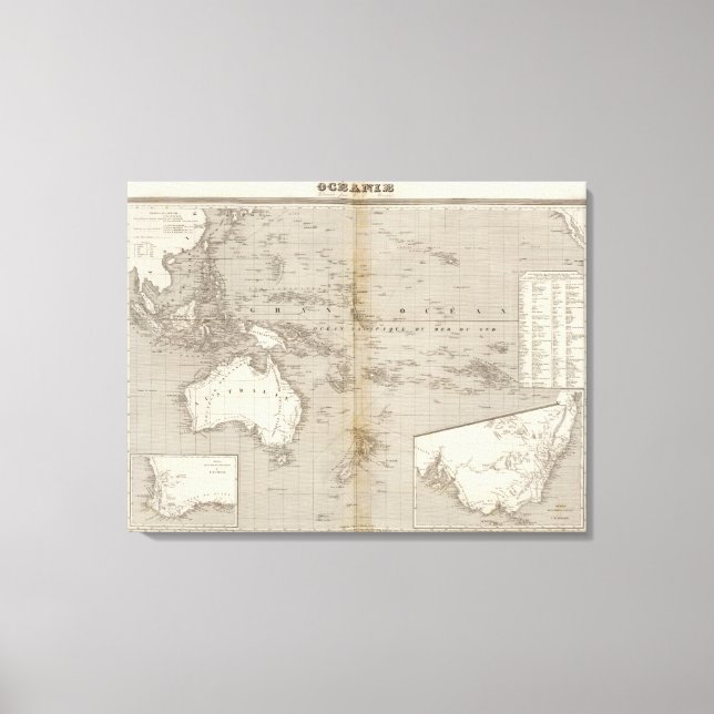 Oceania uncolored map canvas print (Front)