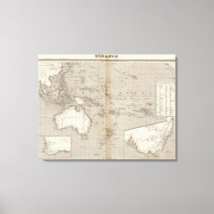 Oceania uncolored map canvas print