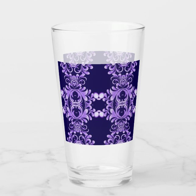 Oceanic Bloom: Purple Wave Harmony / Stylish Art  Glass (Back)