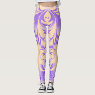 Oceanic Bloom: Purple Wave Harmony / Stylish Art Leggings