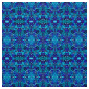 Oceanic Blue Abstract Alcohol Ink Art Fabric