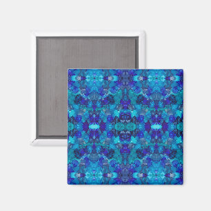 Oceanic Blue Abstract Alcohol Ink Art Magnet