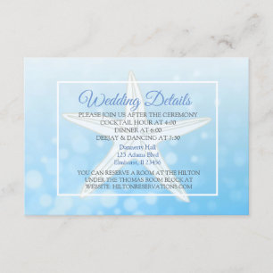 Oceanic Blue Bubbles Starfish Wedding Details Card