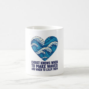 Oceanic blue Christ and the waves design Coffee Mug