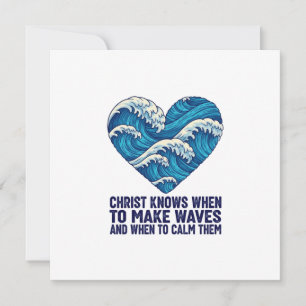 Oceanic blue Christ and the waves design Holiday Card