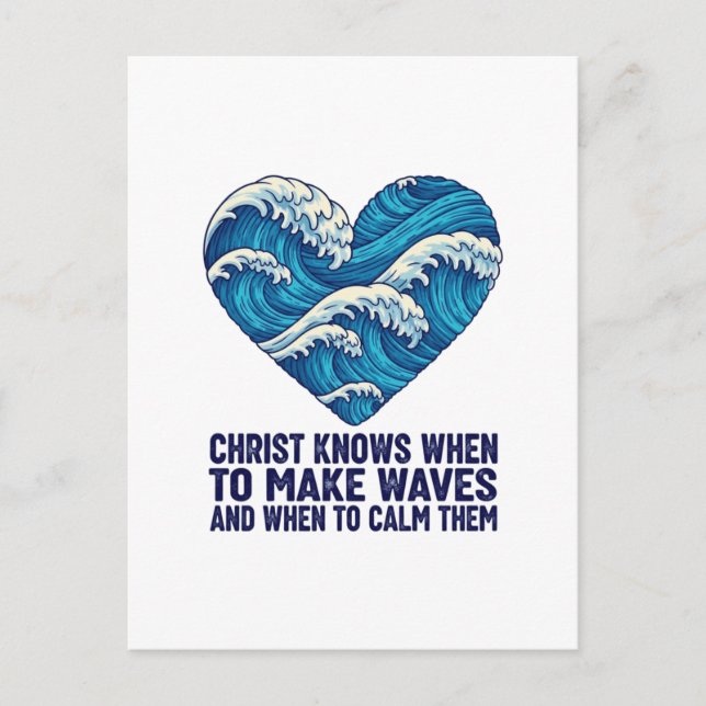 Oceanic blue Christ and the waves design Holiday Postcard (Front)