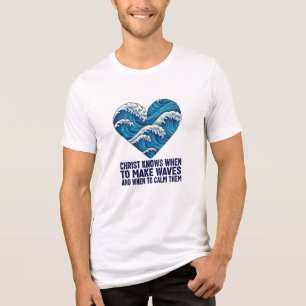 Oceanic blue Christ and the waves design Tri-Blend Shirt