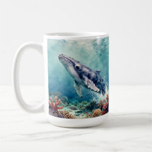 Oceanic Blue Whale and Coastal Poem Coffee Mug