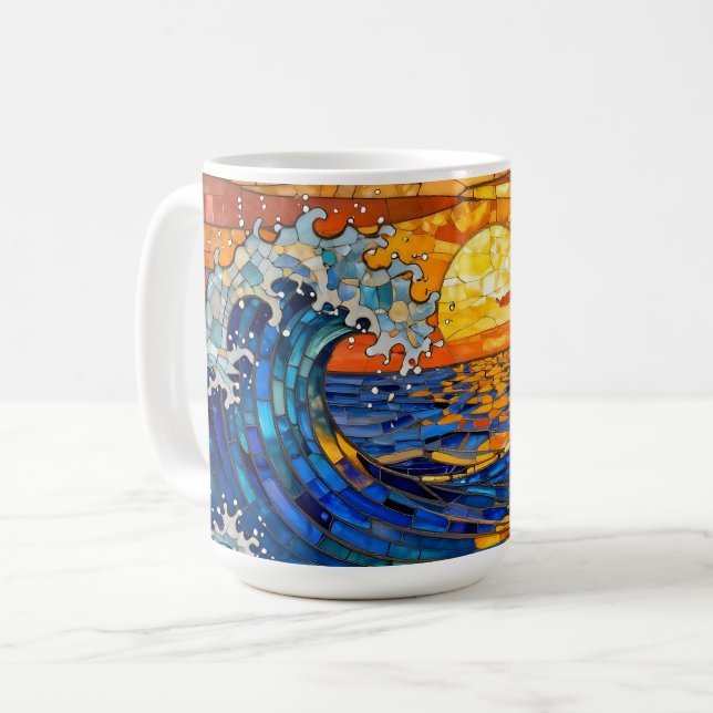 Oceanic Coastal Ocean Waves Sunset   Coffee Mug (Front Left)