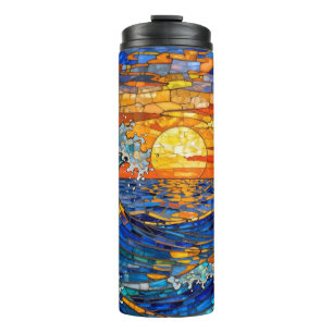 Oceanic Coastal Ocean Waves Sunset Thermal Tumbler