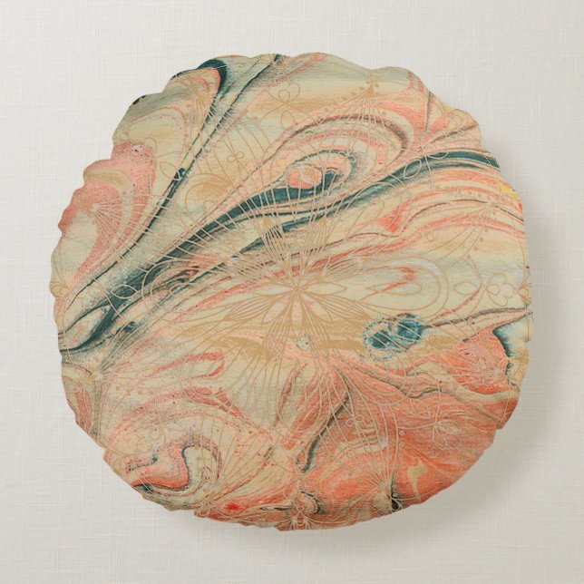 Oceanic Coral Round Throw Pillow (Front)