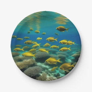 "Oceanic Elegance: Fishes Underwater Collection  Paper Plate