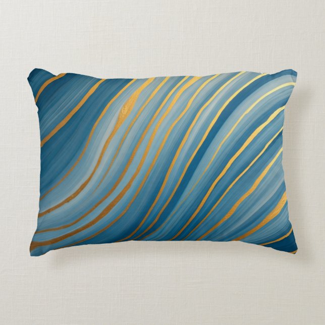 "Oceanic Gold Flow Decorative Cushion (Front)