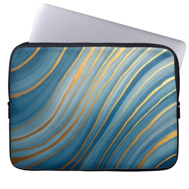 "Oceanic Gold Flow Laptop Sleeve (Front)