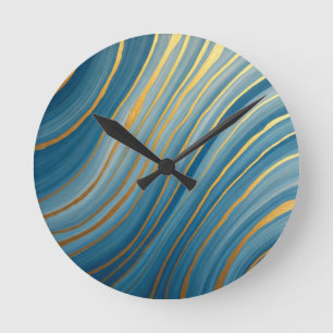 "Oceanic Gold Flow Round Clock