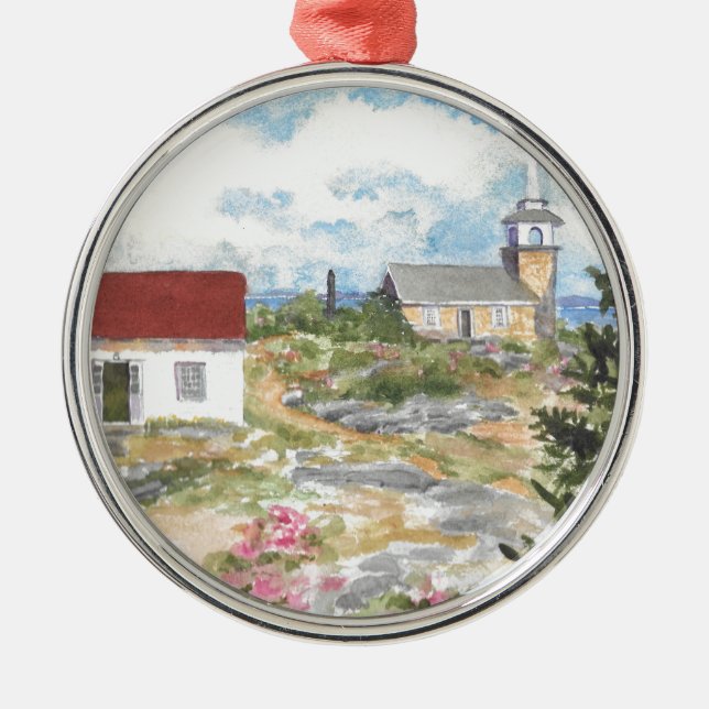 Oceanic Hotel on Star Island View Metal Tree Decoration (Front)