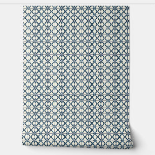 Oceanic Interlace Mini - Navy, Beige - Coastal Wallpaper