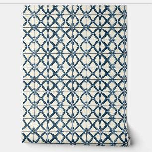 Oceanic Interlace Petite - Navy, Beige - Coastal Wallpaper