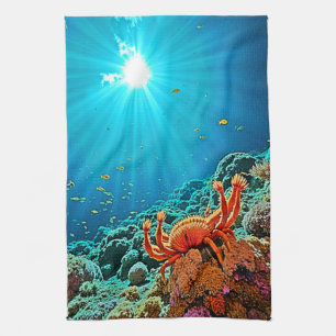 Oceanic Light Ray Fantasy Design Tea Towel