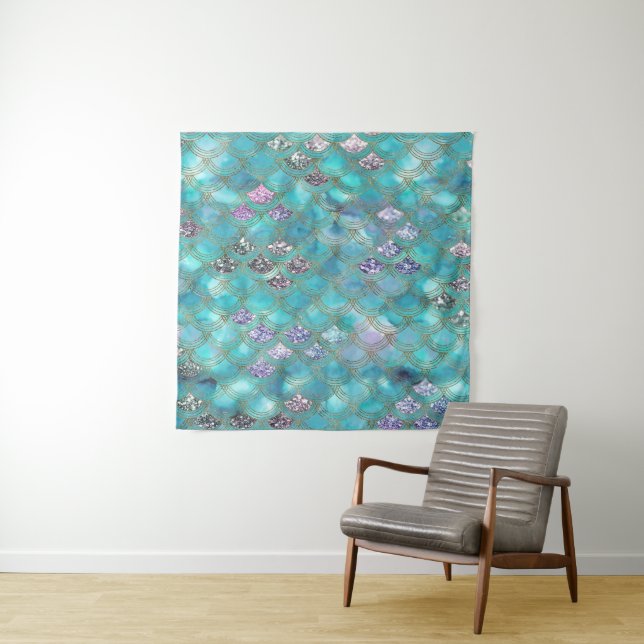 Oceanic Mermaid Scales Dream 1 Tapestry (In Situ)