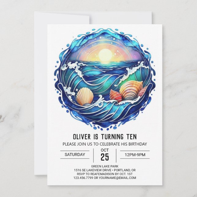 Oceanic Modern Kids Birthday Invitation (Front)